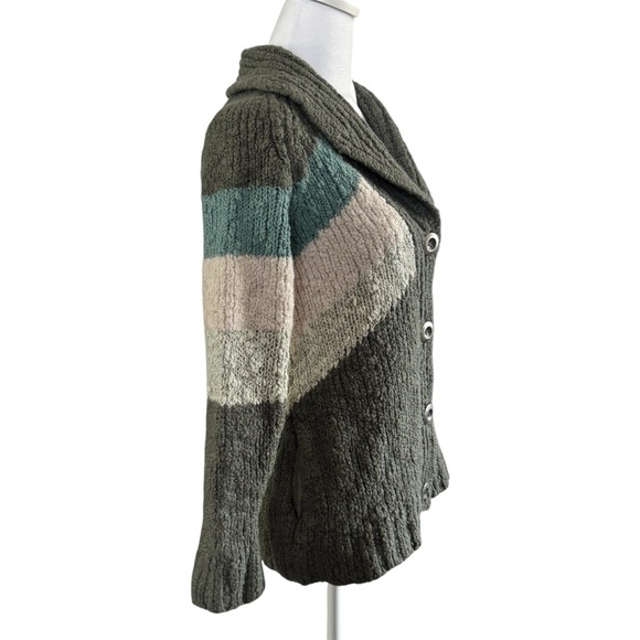 Free People Chunky Knit Shawl Collar Geometric Cardigan Sweater - Picture 5 of 11